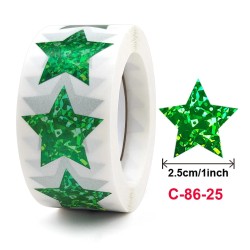 25mm ,Green Colour , 500pcs Exquisite Laser Blank Five-pointed Star Stickers
