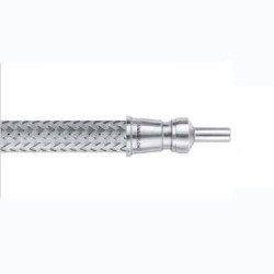 Stainless Steel Convoluted (FM) Hose, 1/4 in., 316L Stainless Steel Braid, 1/4 in. Tube Adapters, 24 in. (61.0 cm) Length