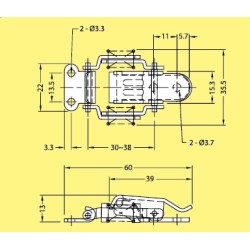 60MM LATCH STAINLESS STEEL ,SAFE LOAD 50KG