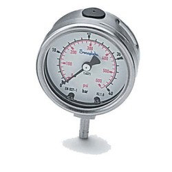 Industrial Pressure Gauge, Adj Pointer, 63 mm, 0 to 160 psi, bar secondary, Lower Mount, 1/4 in. Tube Adapter Industrial Pressure Gauge, Adj Pointer, 63 mm, 0 to 160 psi, bar secondary, Lower Mount, 1/4 in. Tube Adapter