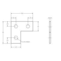 SS316 Elbow Flat Plate , 6 T X 88 H X 40 W X 88 L  X 12MM