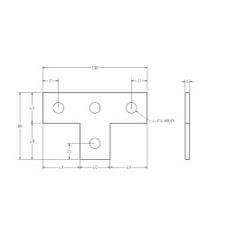 SS316 Flat Plate (MPM 611), 6 T X 88 H X 40 W X 88 L X 3 NOs X 12mm