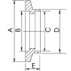 SUS KF25 Half Nipple Long X ID 22mm X25.4mm X Length 47mm X total length 52mm 