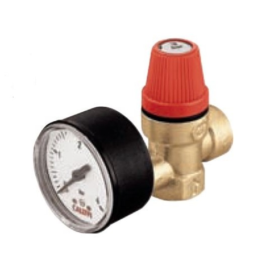 3/4" X 3/4" 313 FXF 8BAR ,Relief Valve with Pressure Gauge - 313580, Complete with 3/4'' X 1/2'' BRASS REDUCER NIPPLE      