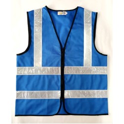 SAFETY VEST BLUE C/W VERTICAL WHITE REFLECTOR ,XXL