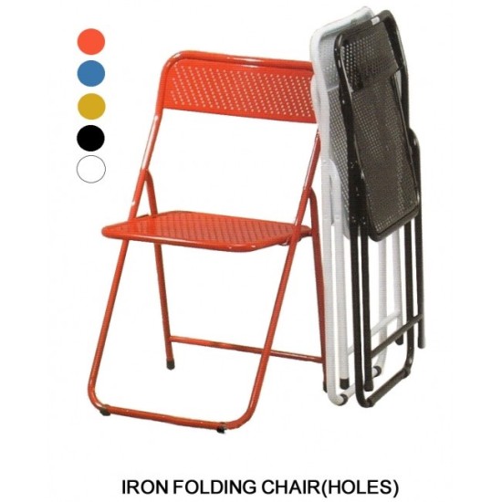 IRON FOLDIG CHAIR ,HOLE, Colour :yellow, green, red, black