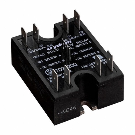 Solid State Relay, 4PST, 20 A, 280 Vrms