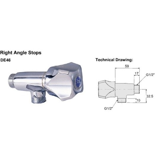 Angle Stop Valve DOE Brand DE46 1/2"