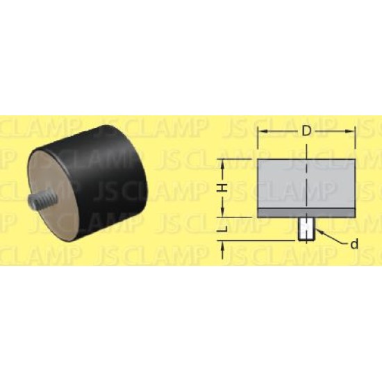 Anti-Vibration Mount , Rubber ,-40°C-120°C , thread 6mmX 12mm , Loading 12kg