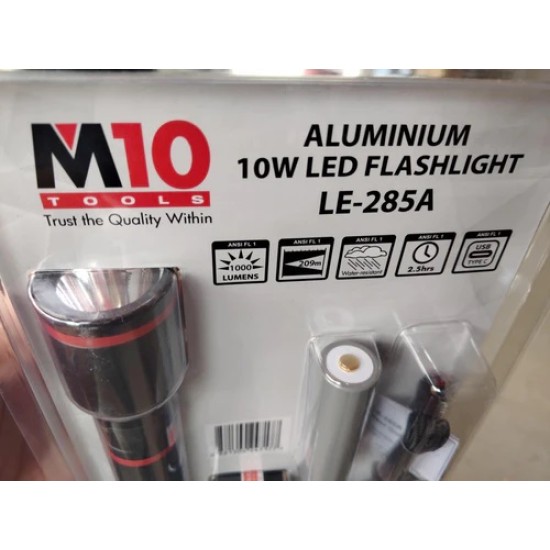 Aluminium Rechargeable 10W , LED Torch Light ,35.6mm Head X 150mm Length