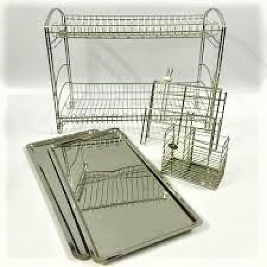 550mm SS 304 Dish Rack 2 Layers C/W Chopstick &amp; Knife Holder