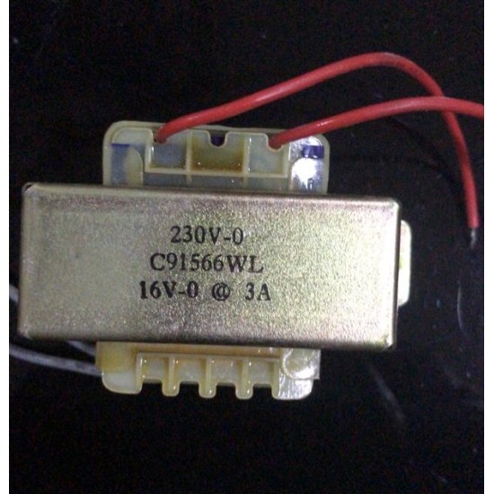 EKK, C91566WL, Power Transformer, Input: 0-230V, Output: 0-16V, Capacity: 3A 