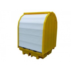 4-Drum Roll-Top Spill Pallet c/w Drain Plug 