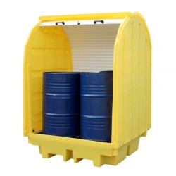 4-Drum Roll-Top Spill Pallet c/w Drain Plug 