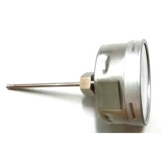 0-60C TEMPERATURE GAUGE, PIN 142MM, FEMALE THREAD CONNECTOR, STAINLESS STEEL