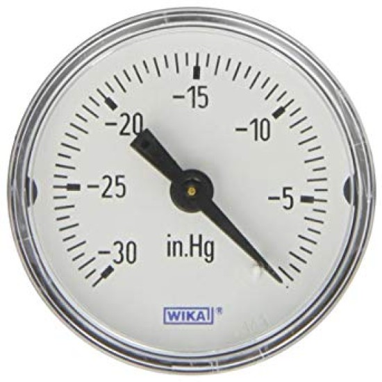 131.11, WIKA SUS 316 Vacuum Gauge -30...0 inHg ,40mm X back 1/8" BSPT 28G