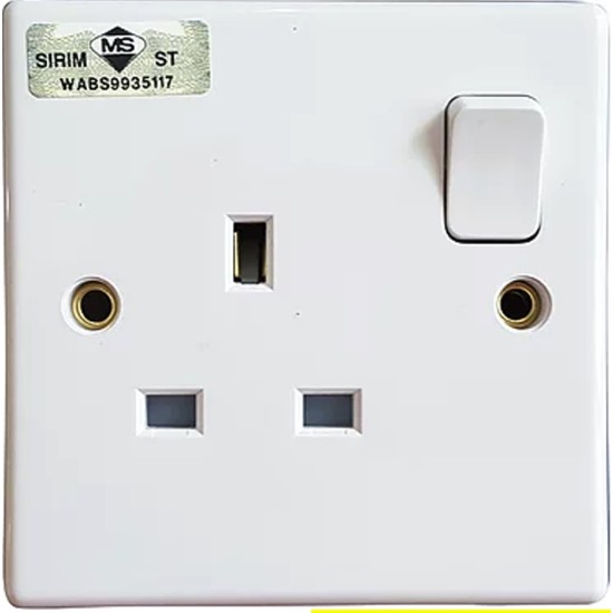 UMS 13A Outlet Switch Socket , White, PVC 