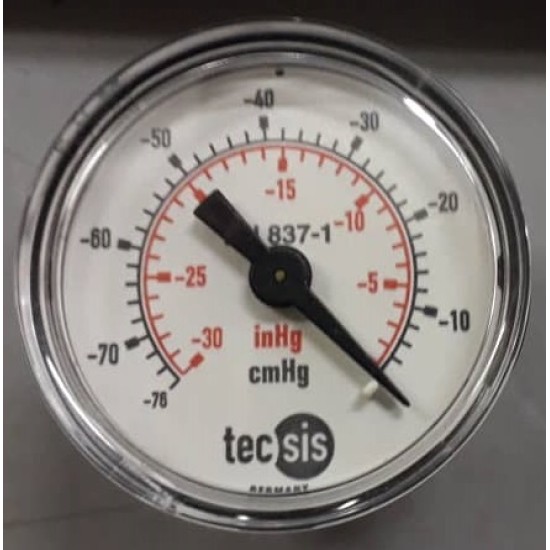 Tecsis, utility vacuum gauge P1415, dial: 40mm, connection: R1/8'' BSPT back, range: Vacuum -76..0 cmHg/-30..0 inHg (dual range) 