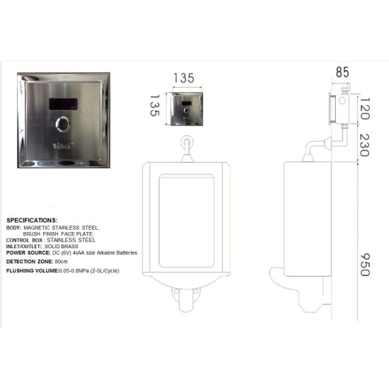 Valtech sensor automatic urinal flush