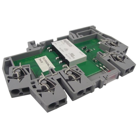 Mount Terminal Block, With Switching Relay, 5 Ways, 28 AWG, 14 AWG, 2.5 mm², Clamp, 5A,Wago