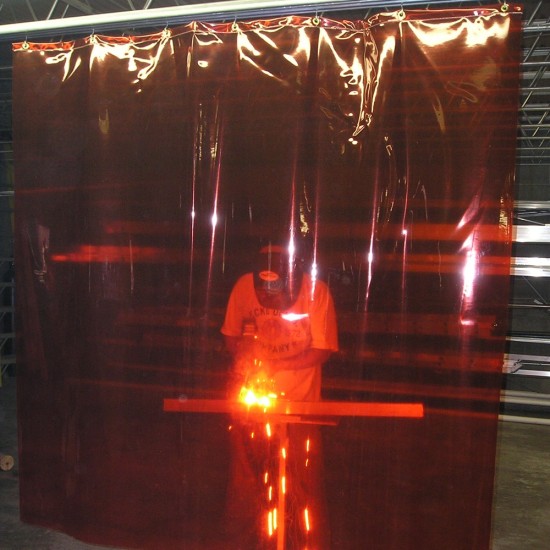 WELDING CURTAIN, TRANSLUCENT ORANGE COMPLETE GROMMETS ,6ft X 4.7ft X 0.5mm