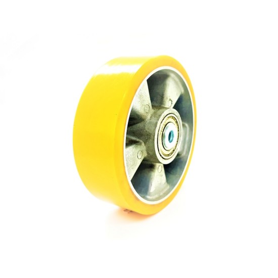 6" x 2" aluminum center wheel c/w cap ID 12mm, material: PU, loading: 400kg/pc 