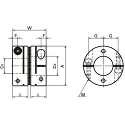 Aluminium Flexible Coupling, OD56mm x length 43.2mm x ID 25mm x ID 25mm 