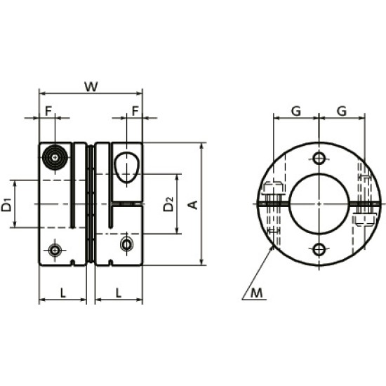 Aluminium Flexible Coupling, OD56mm x length 43.2mm x ID 25mm x ID 25mm 