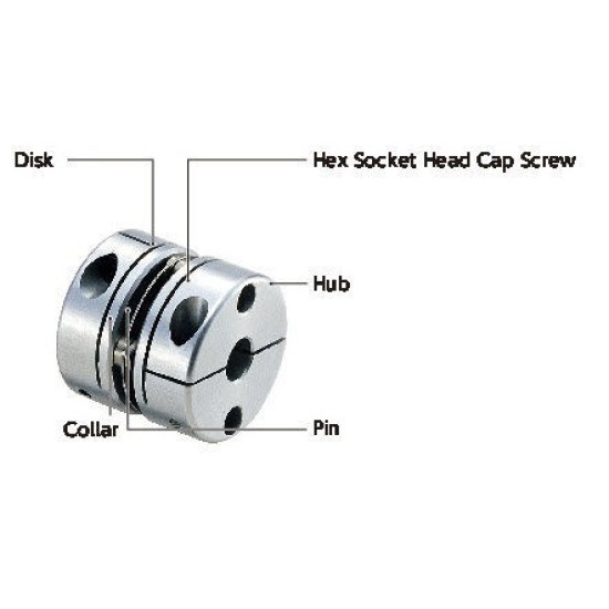 Aluminium Flexible Coupling, OD56mm x length 43.2mm x ID 25mm x ID 25mm 