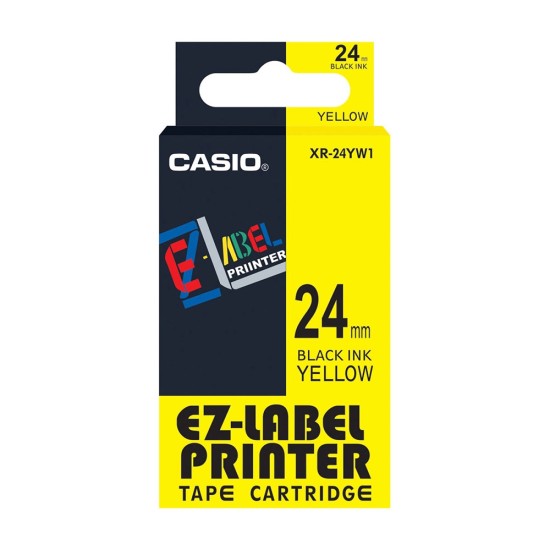 Ez-label printer tape cartridge, 24mm black on yellow, XR-24YW1