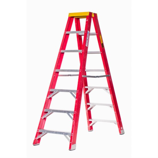 Top Fibreglass double sided ladder 6 Step ,H :1381mm