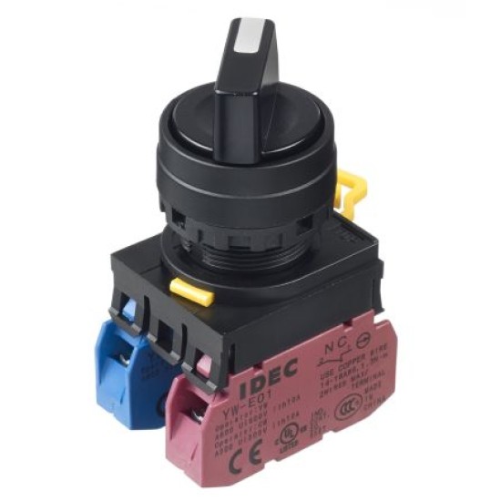 IDEC YW 22/25mm Control Units, Selector Switch 2-position, S/Return from Right 1NO 1NC