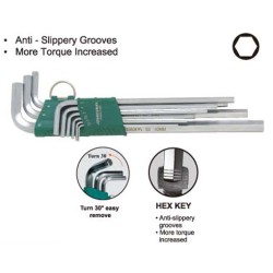 9 PCS ANTI-SLIP EXTRA LONG ARM HEX KEY SET (SAE) 9 PCS ANTI-SLIP EXTRA LONG ARM HEX KEY SET (SAE)