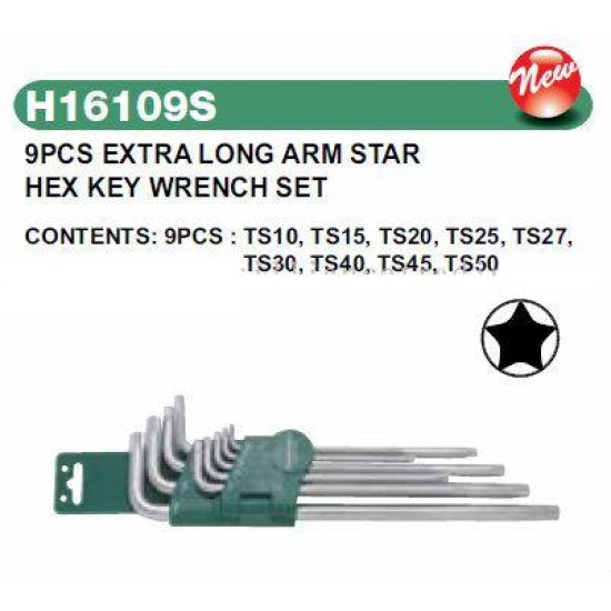 9 PCS EXTRA LONG ARM STAR HEX WRENCH SET