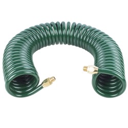 1/4" Male Thread , 5 X 8mm , 35 coil OD ,15 meter,Polyurethane Re-Coil Hose , 7bar , -20C − 70C