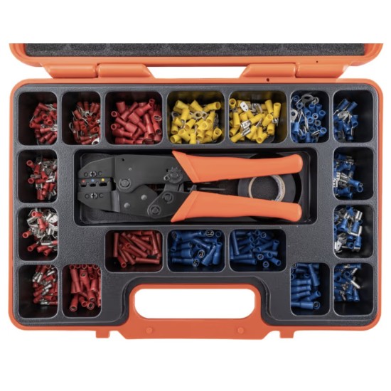 Kennedy Crimping Tool Kit for Insulated Terminals, Red Connector: 0.5 - 1.00mm², Blue Connector: 1.5 - 2.5mm², Yellow Connector: 4.0 - 6.0mm², 220mm Overall Length