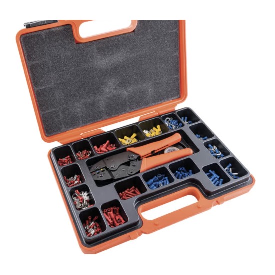 Kennedy Crimping Tool Kit for Insulated Terminals, Red Connector: 0.5 - 1.00mm², Blue Connector: 1.5 - 2.5mm², Yellow Connector: 4.0 - 6.0mm², 220mm Overall Length