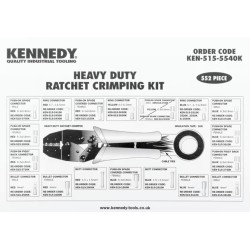Kennedy Crimping Tool Kit for Insulated Terminals, Red Connector: 0.5 - 1.00mm², Blue Connector: 1.5 - 2.5mm², Yellow Connector: 4.0 - 6.0mm², 220mm Overall Length
