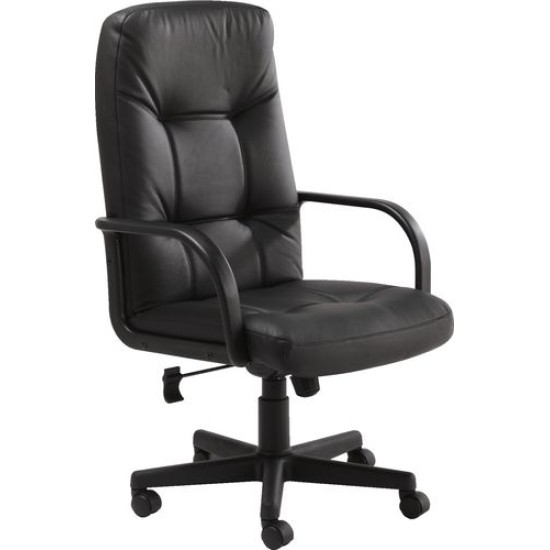 LEATHER FACED MANAGER`S CHAIRS - EXECUTIVE HIGH BLACK