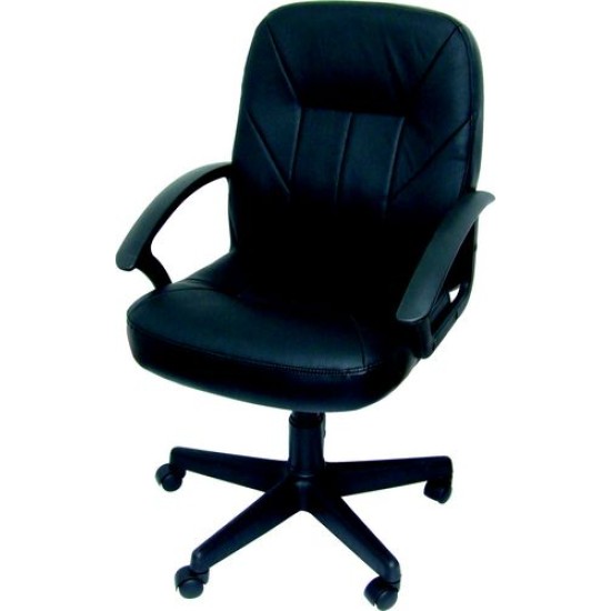 LEATHER FACED MANAGER`S CHAIRS - MEDIUM BLACK