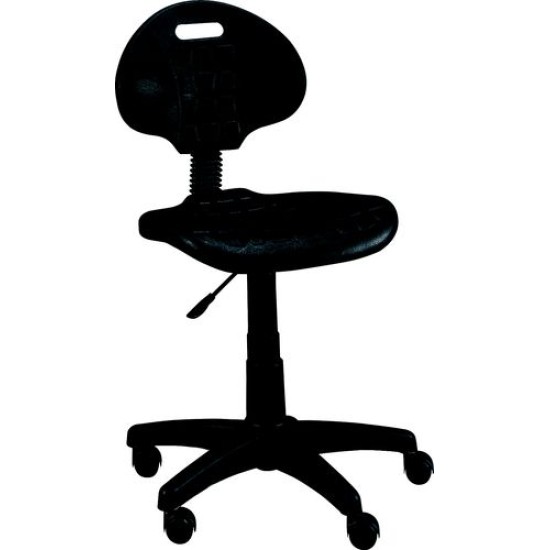 LOW INSDUSTRIAL PU CHAIR NO FOOT RING (BLACK)