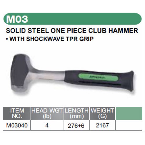 SOLID STEEL ONE PIECE CLUB HAMMER