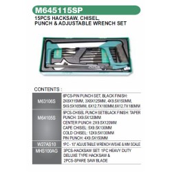15PCS HACKSAW,CHISEL,PUNCH & ADJUSTABLE WRENCH SET 15PCS HACKSAW,CHISEL,PUNCH & ADJUSTABLE WRENCH SET