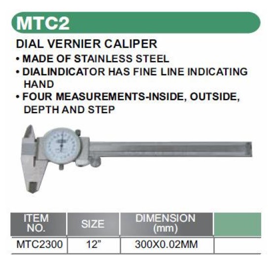 DIAL VERIER CALIPER, 12"