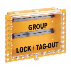 Lockout Box, Max. Number of Padlocks: 27, 280MM x 318MM x 100mm Dept ,Yellow Plastic Group 