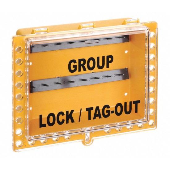 Lockout Box, Max. Number of Padlocks: 27, 280MM x 318MM x 100mm Dept ,Yellow Plastic Group 