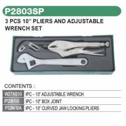 3PCS 10" PLIERS AND ADJUSTABLE WRENCH SET