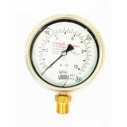 3/8" PRESSURE GAUGE UNIJIN 4" MODEL: P259 OIL FILL ,0-10 kgf/cm² ,150psi