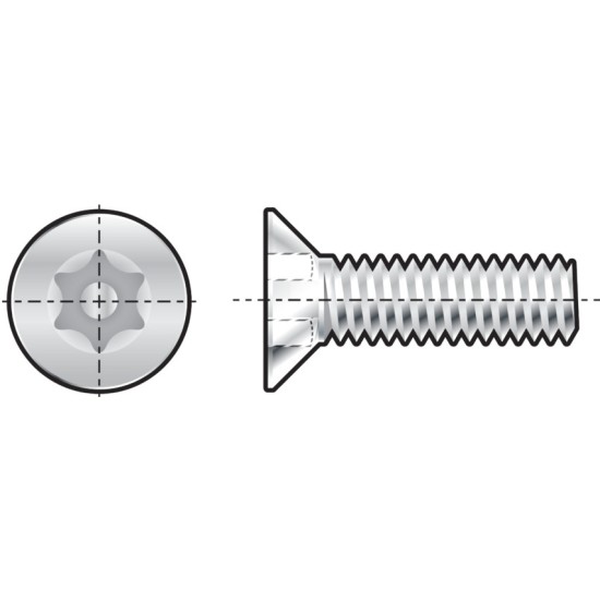 Qualfast.M5x12 A2 ST/ST TAMPER TX CSK M/C SCREW - Pack of 100