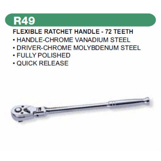 FLEXIBLE RATCHET HANDLE -72TEETH 1/4"